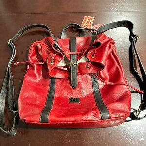 Genuine Italian Leather Backpack - Red - Unisex